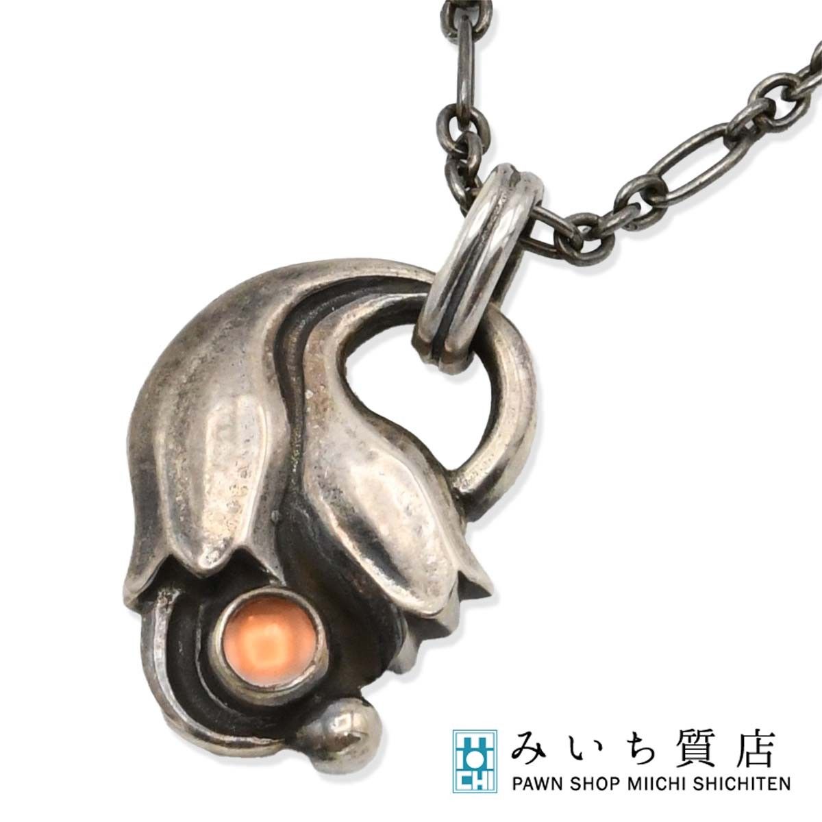 GEORG JENSEN ジョージジェンセン ネックレス 1999 イヤーペンダント ローズクォーツ 約13.4g アクセサリー yo687