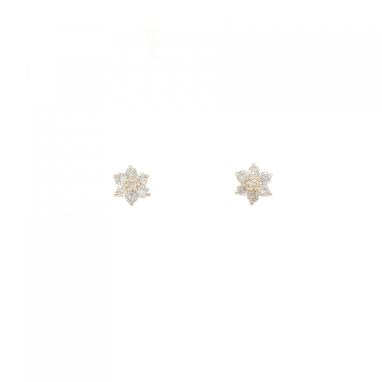 K18YG フラワー ダイヤモンド ピアス 0.20CT - メルカリ