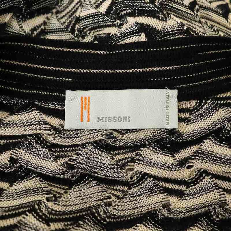 ミッソーニ MISSONI 半袖ワンピース Vネック 42 総柄 1/081 MISSONI ミッソーニ 総柄 半袖 Vネック ワンピース ブルー