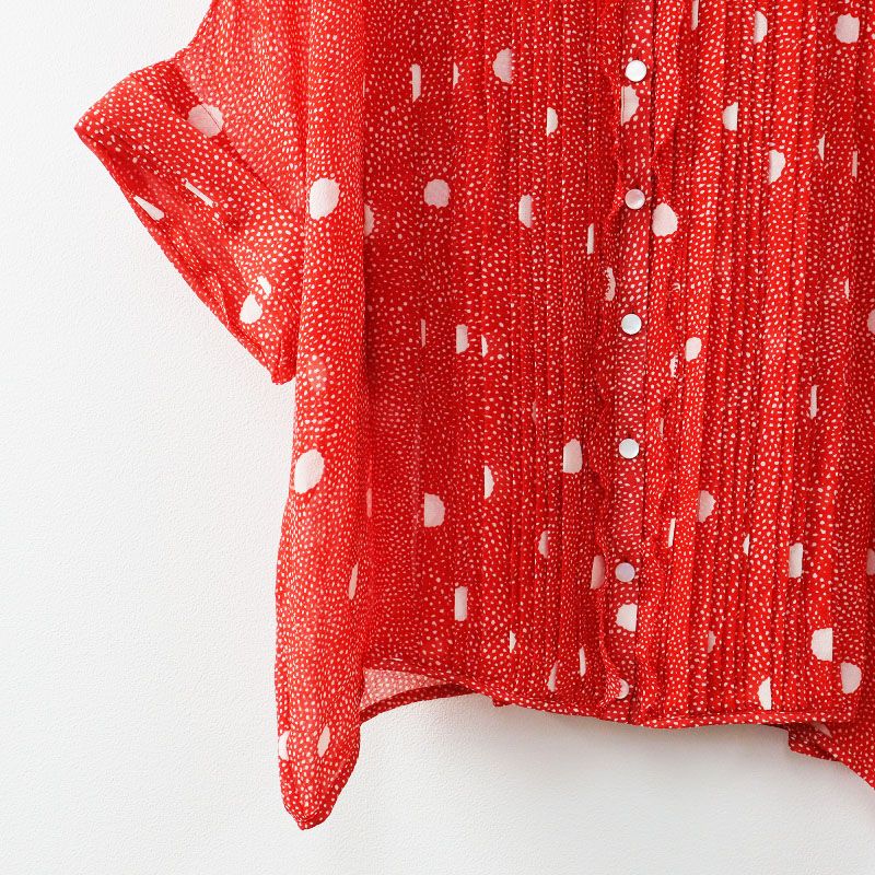 美品 ミナペルホネン mina perhone skum ドット柄ピンタックブラウス