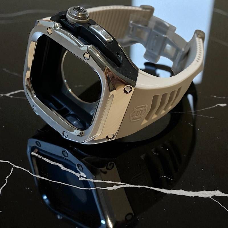 シルバーケース サンドホワイトラバー Apple Watch Ultra 1|2|3. 49mm アップルウォッチ ウルトラ プレミアムカスタムコレクション