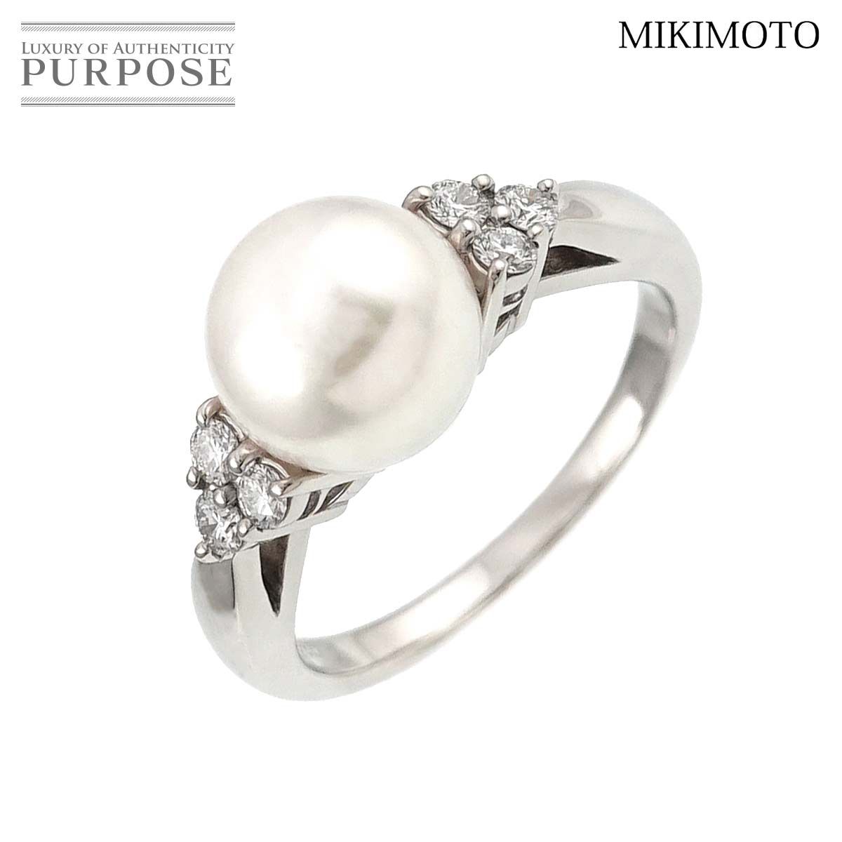 ミキモト MIKIMOTO 9号 リング アコヤ真珠 8.0mm ダイヤ Pt プラチナ  