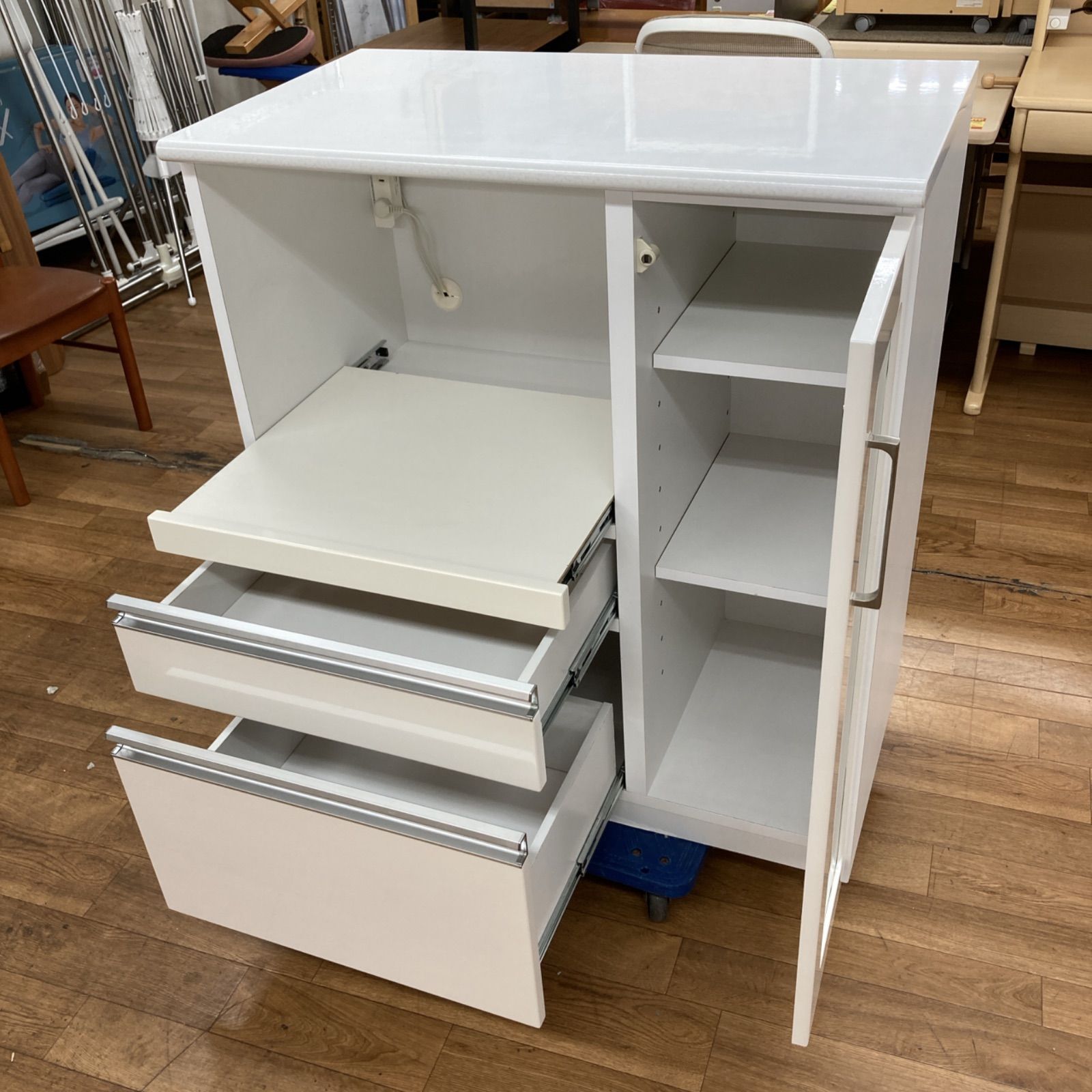 名古屋市近郊送料設置無料 S787 キッチンカウンター 食器棚 キッチン台 炊飯器置場大き目 幅85cm