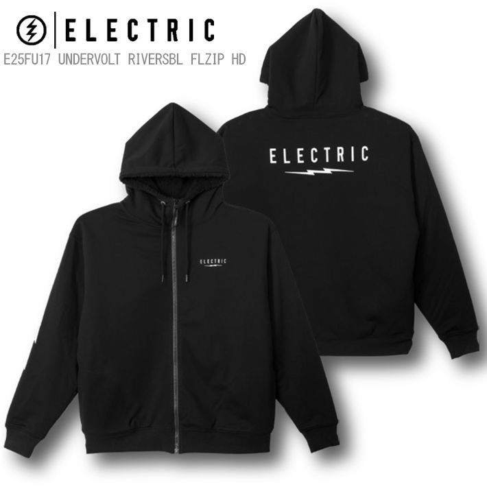 ELECTRIC エレクトリック UNDERVOLT REVERSIBLE FLZIP HD -BLACK アンダーボルト リバーシブル フルジップ フード E25FU17 アウトドア バス釣り バスフィッシング スノーボード DRT 釣り