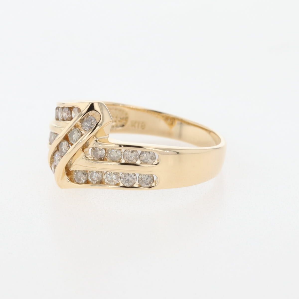 メレダイヤ デザインリング YG イエローゴールド 指輪 リング 12号 K18 ダイヤモンド レディース