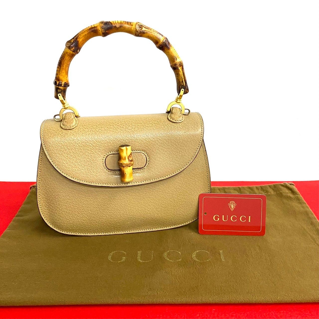 極 美品 GUCCI グッチ オールドグッチ ヴィンテージ バンブー レザー  