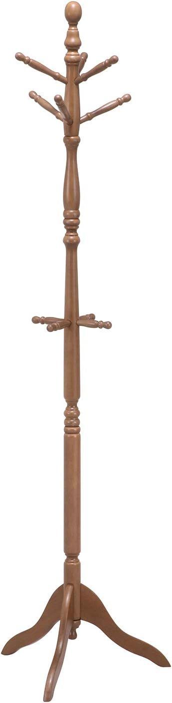 【在庫処分】不二貿易 コートハンガー ハンガーラック スリム 木製 幅50.8×奥行43×高さ183cm ダークブラウン 3段フック 玄関 10264