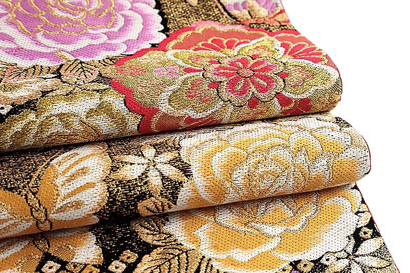 草木唐織　袋帯　未使用保管品 Prices down2】唐織袋帯 「生成り色地 菊唐草」 錦工芸謹製 六通