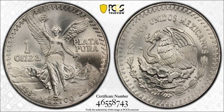 1983 Mo PCGS MS68 | MEXICO - 1 oz Silver Libertad - Un Onza Coin