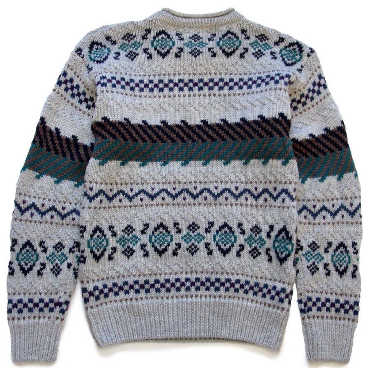 80s L.L.Bean フェアアイル柄 ロールネック ウールニット セーター S 