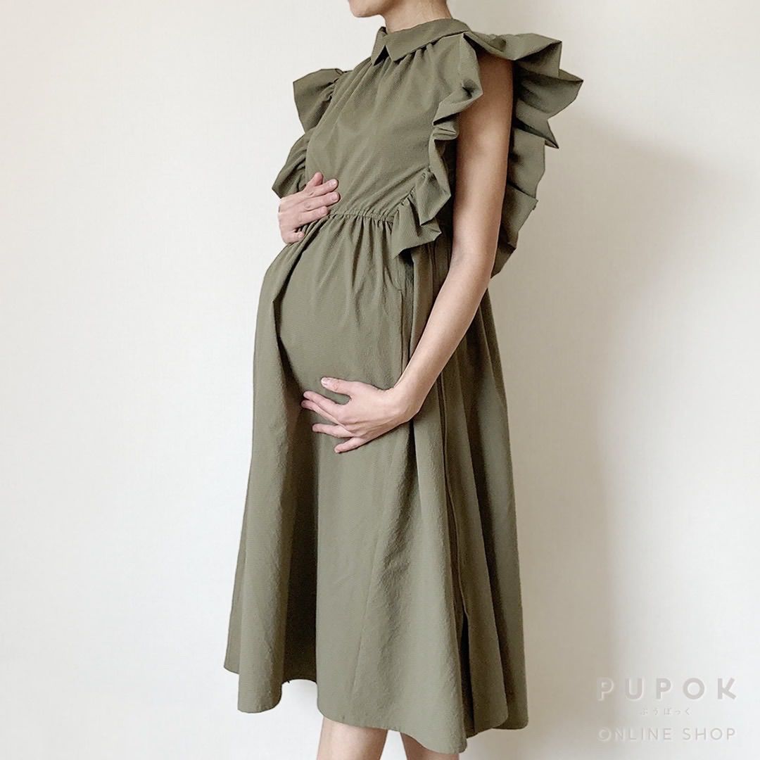 授乳服 NursingClothes 授乳口つき 軽量快適シアサッカー素材マタニティワンピース