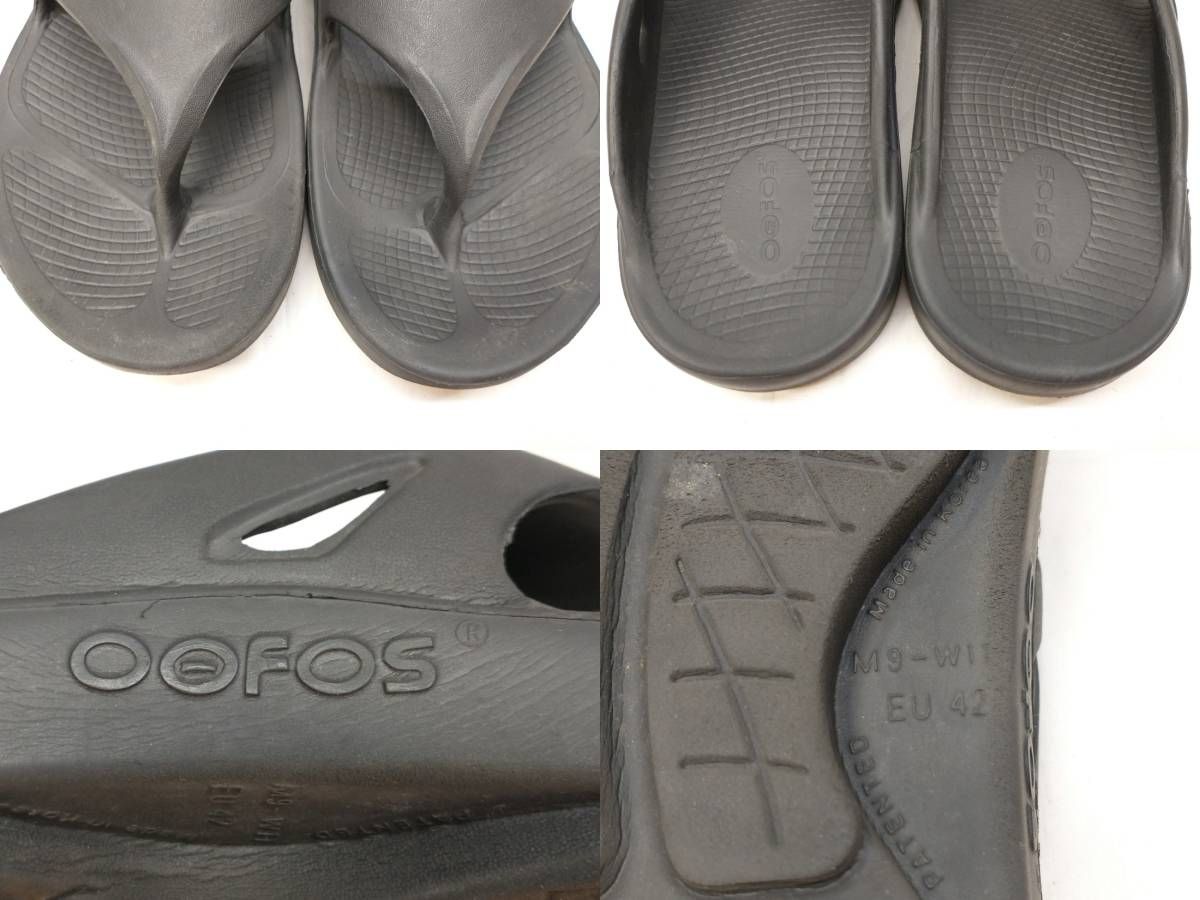 oofos OOriginal サイズ42 M9-W11 ブラック リカバリーサンダル ウー 