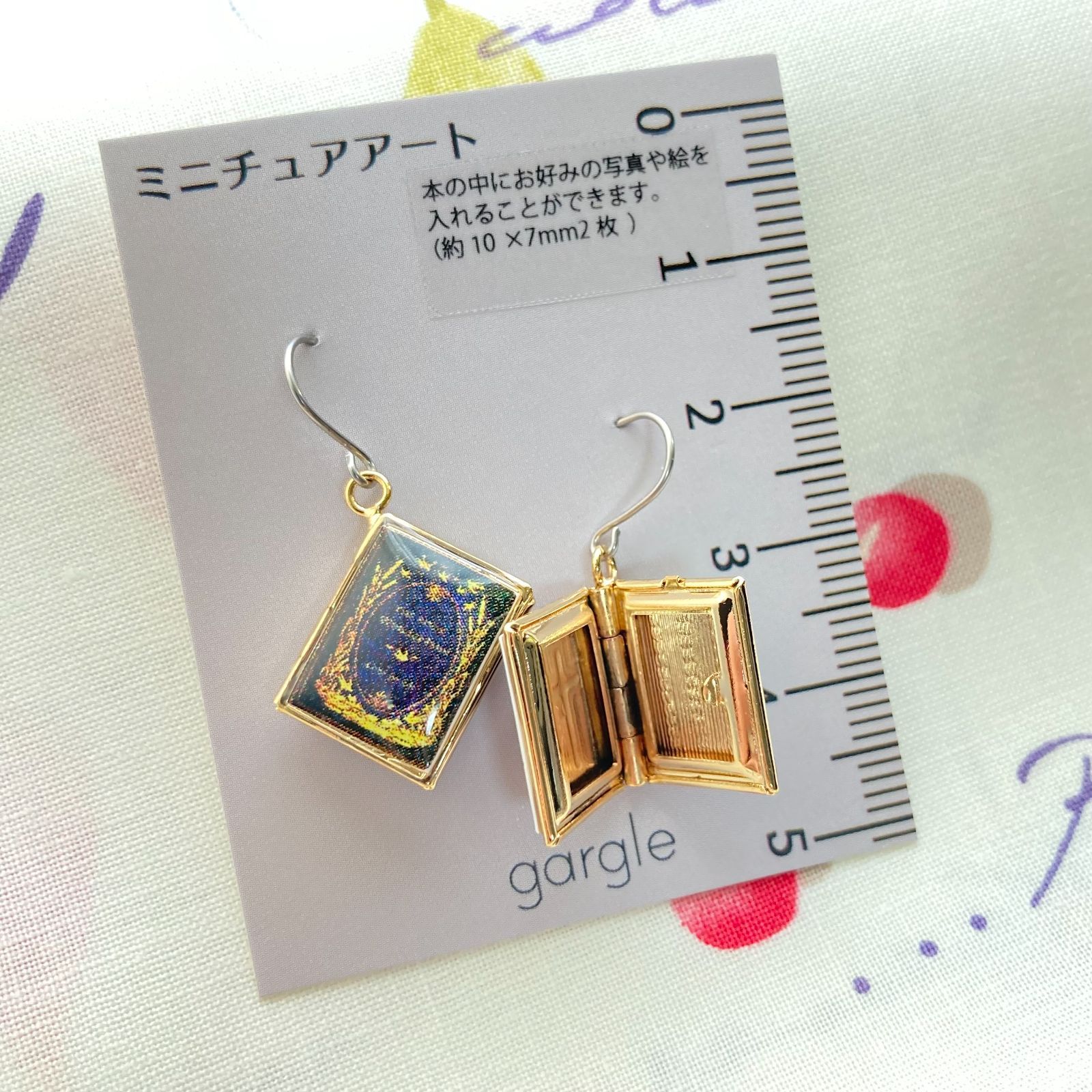 gargle　ピアス　ブックロケット　navy　チタンポスト　ミニチュアシリーズ