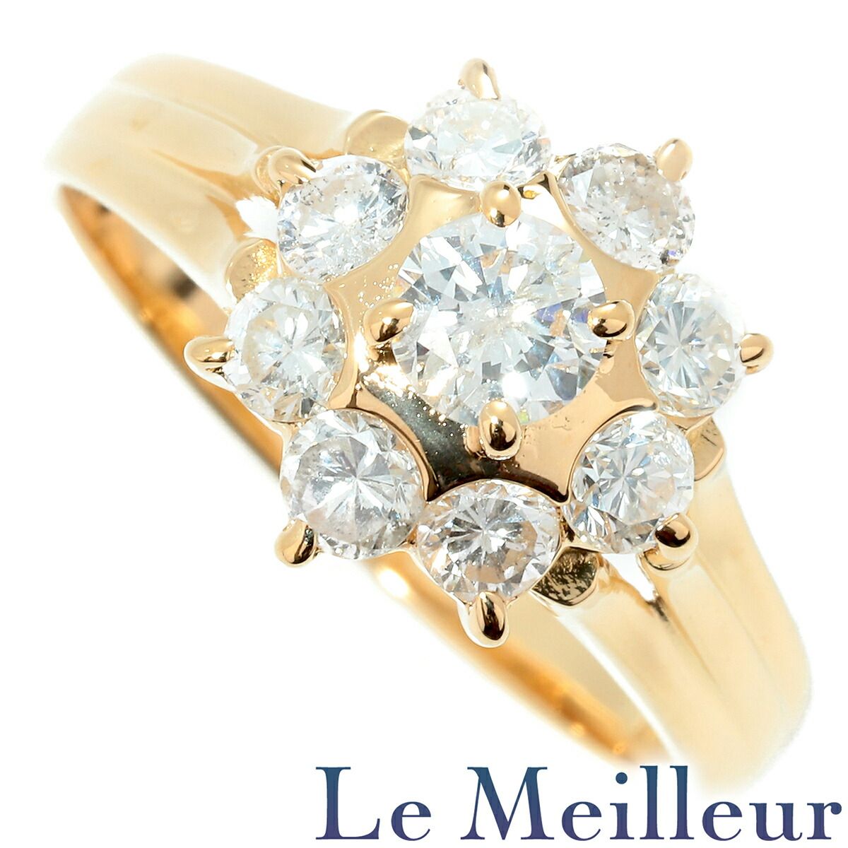 フラワーモチーフリング SIクラス 指輪 ダイヤモンド 1.0ct K18 12号  