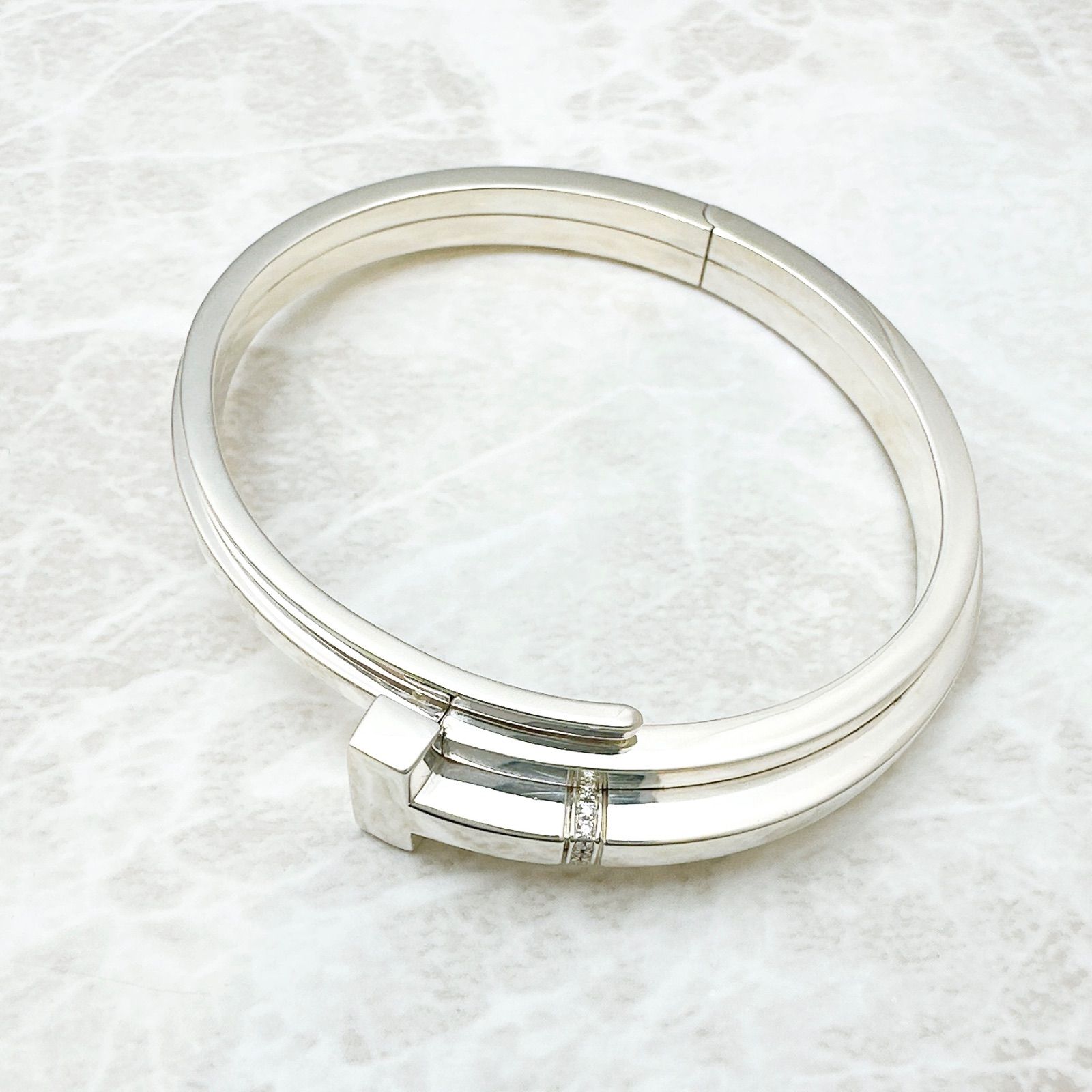 美品?Tiffany＆Co. Tスクエア ラップ ダイヤモンド ブレスレット 