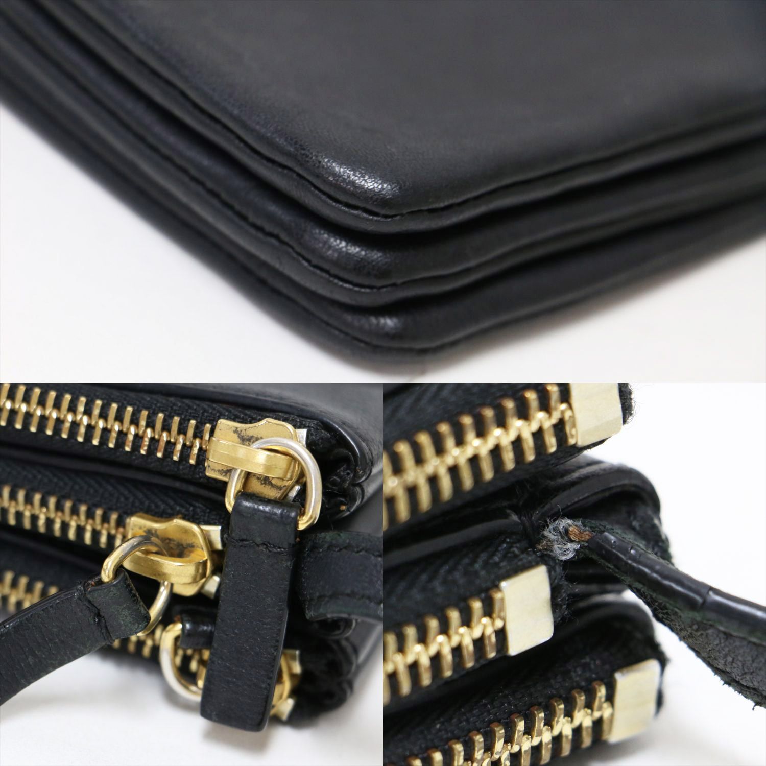 CELINE セリーヌ バッグ ブラック 黒 / トリオ レザー ショルダー 