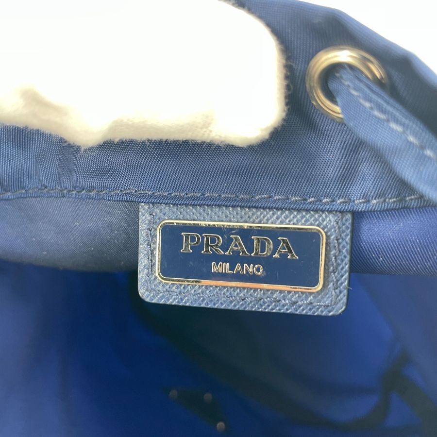 PRADA プラダ 巾着 ポーチバッグ ナイロン ブルー - メルカリ