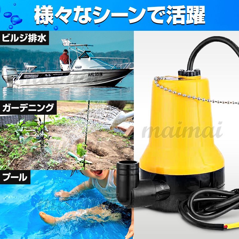 水中 ポンプ 12V 24V 海水 ビルジポンプ はやし 船舶 ワニクリップ クランプ 小型 排水 水槽 電動 汚水