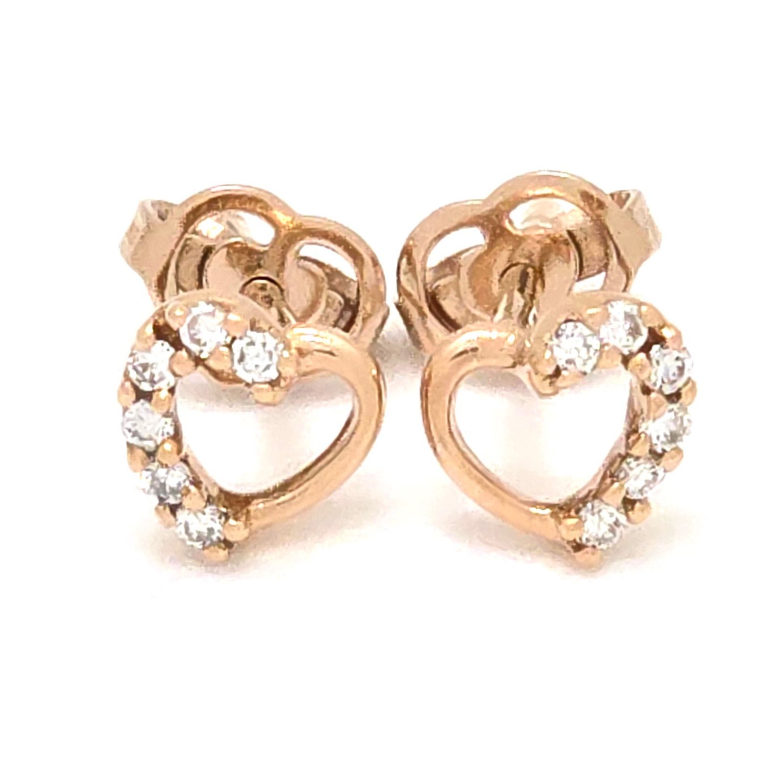 PonteVecchioハートダイヤモンドピアスk18PG &ジュエリーBOX