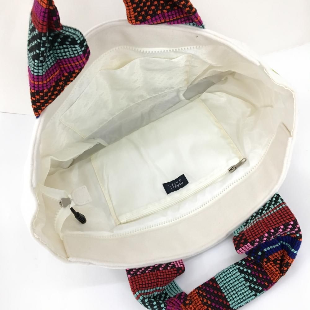 新品】パーリーゲイツ ビッグトートバッグ 白×マルチカラー ロゴ