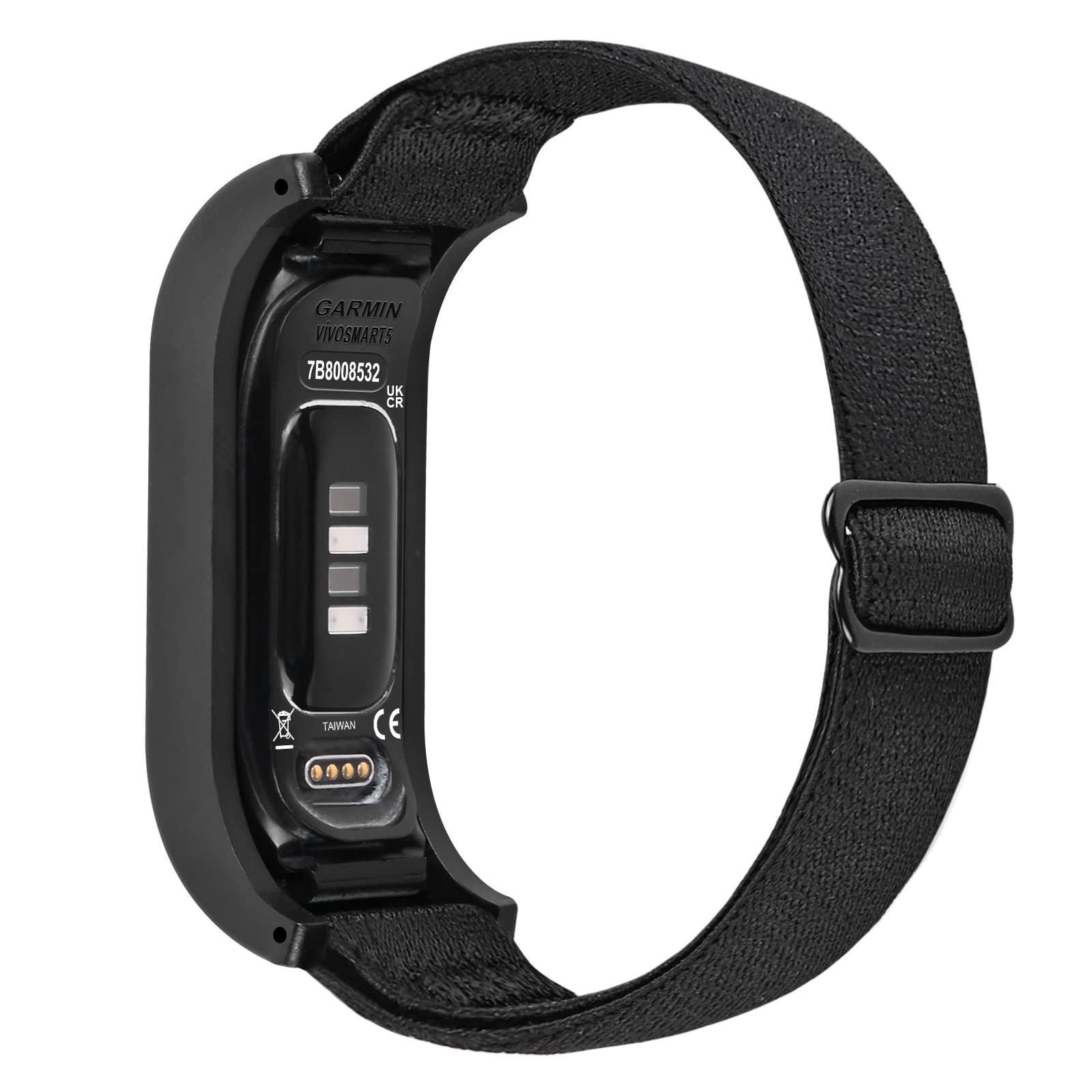 C2D JOY 伸縮ナイロンバンド Garmin Vivosmart 5トラッカー対応 交換用バンド ケース付き ブラック [ブラック] [M(5.1-8.3inch)]