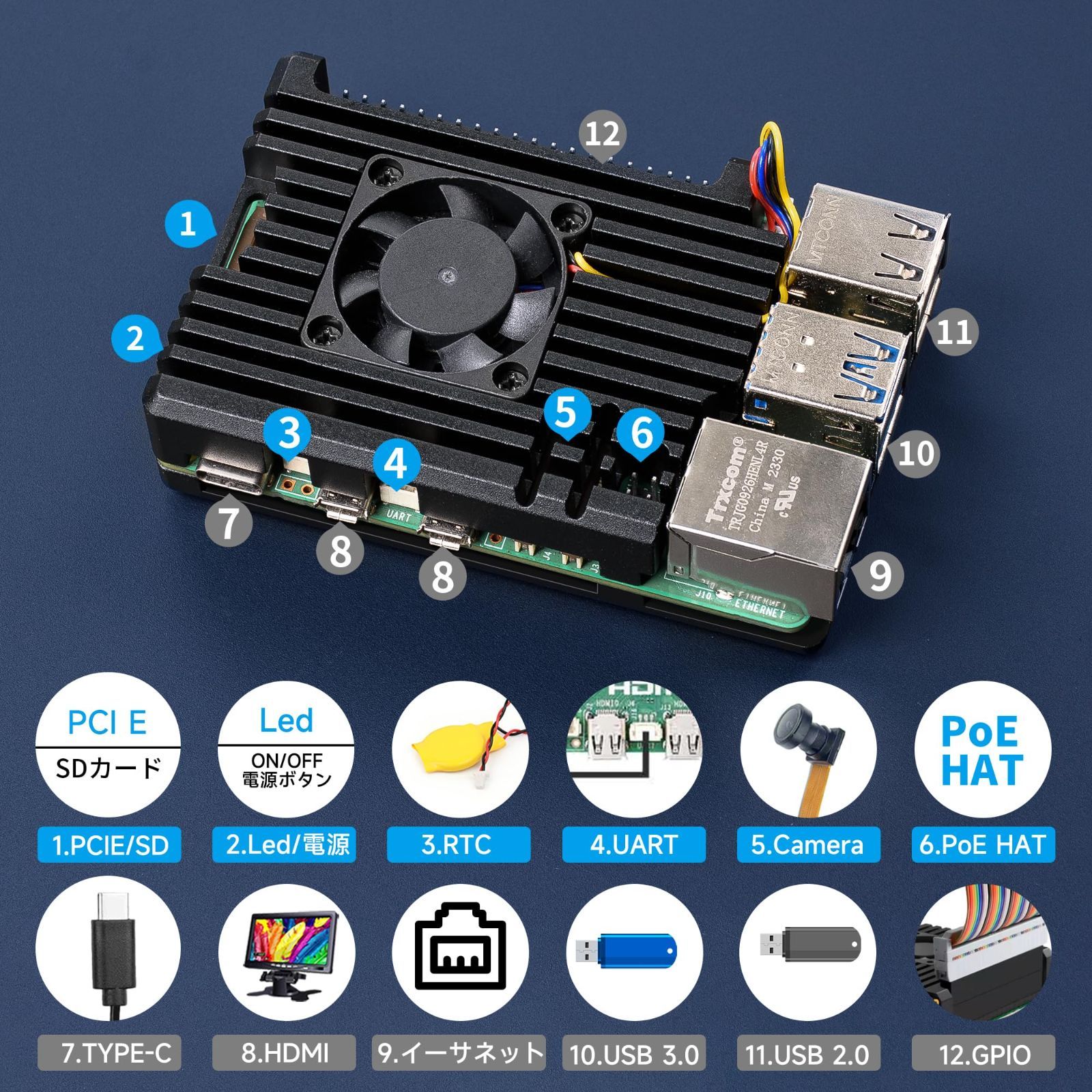 Raspberry Pi 5 ヒートシンクケース 8GB RAM Amazon.com: RasTech Raspberry Pi 5 Kit 8GB RAM with Pi5 Case