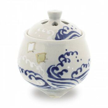 日本香堂 香炉 白釉波千鳥 京焼 清水焼 79690