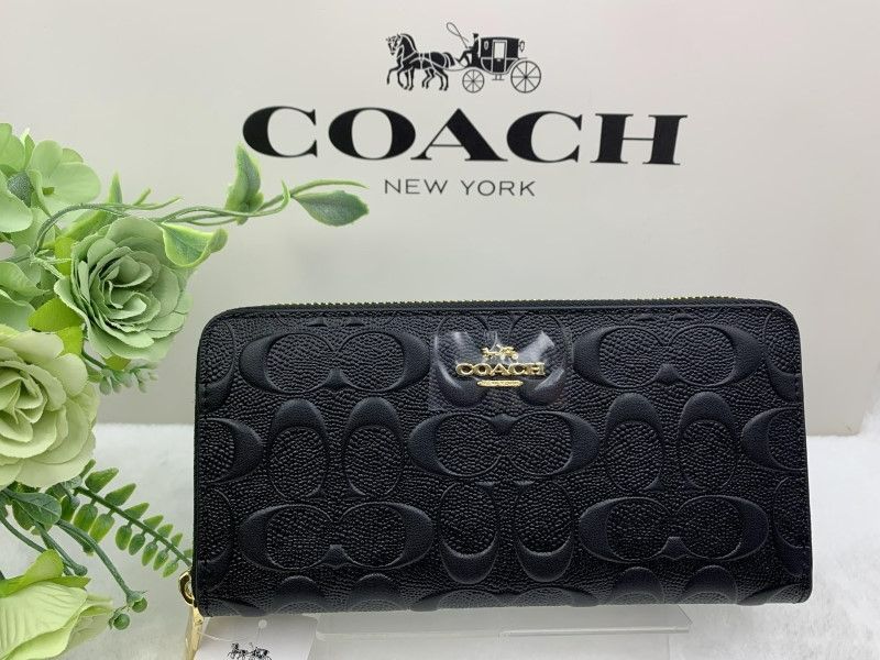 コーチ 長財布 COACH 財布 ラグジュアリー デボスド メンズ ブラック 黒 プレゼント ロング ジップ ウォレット誕生日 記念日 新品 未使用 ファッション F53834 C106Z-25