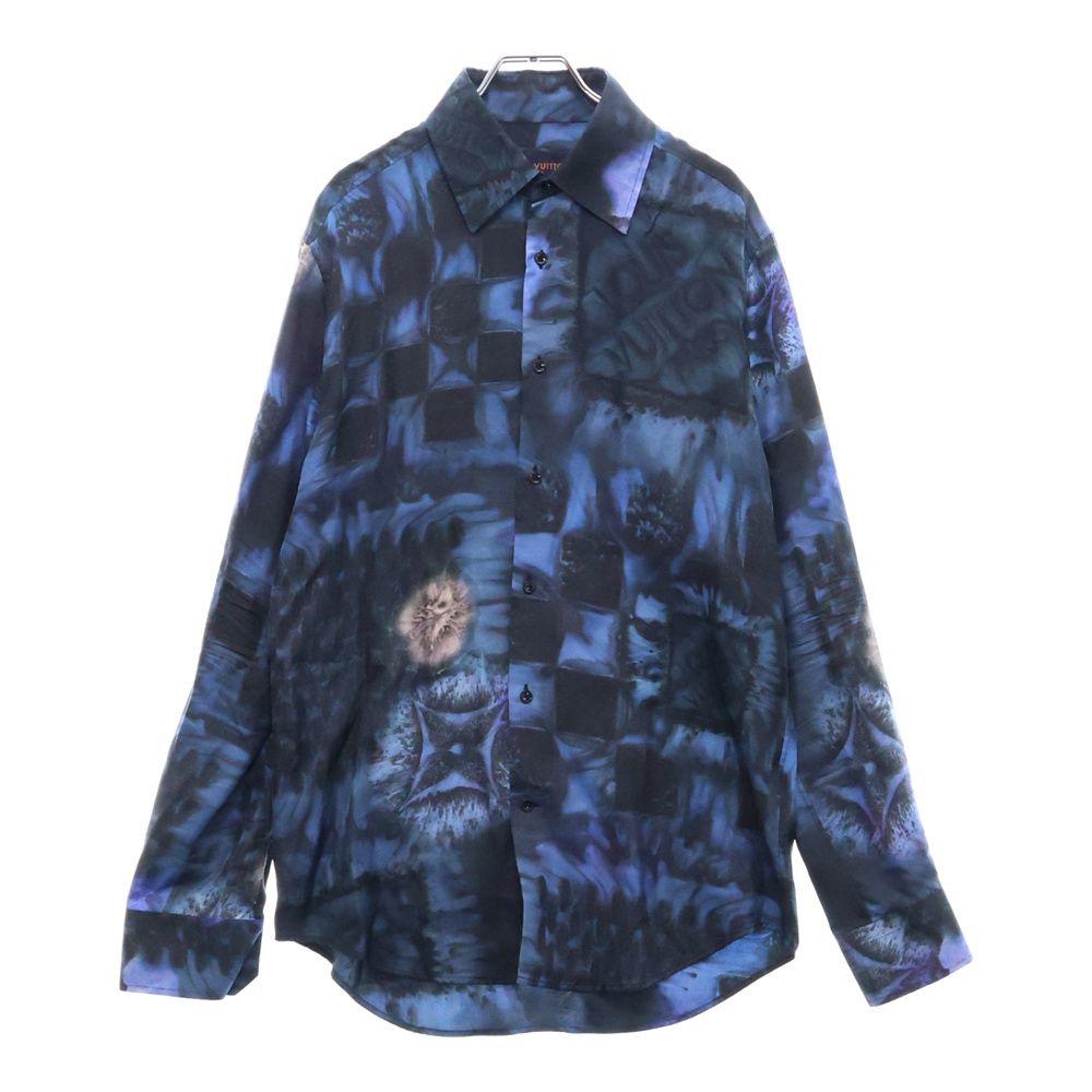 LOUIS VUITTON ルイヴィトン 21AW LVソルト ダミエ シルク 長袖シャツ ネイビー RM212M DR1 HLS17W