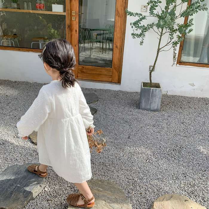 ワンピース 女の子 刺繍 レース 長袖 クルーネック 子供服 無地 キッズ 子供 子ども ベビー服 韓国風 90|100|110|120|130 旅行 リゾート ビーチ 春 夏 かわいい おしゃれ 白 ホワイト YCso110 STEELWINDOWSANDDOORS_COM