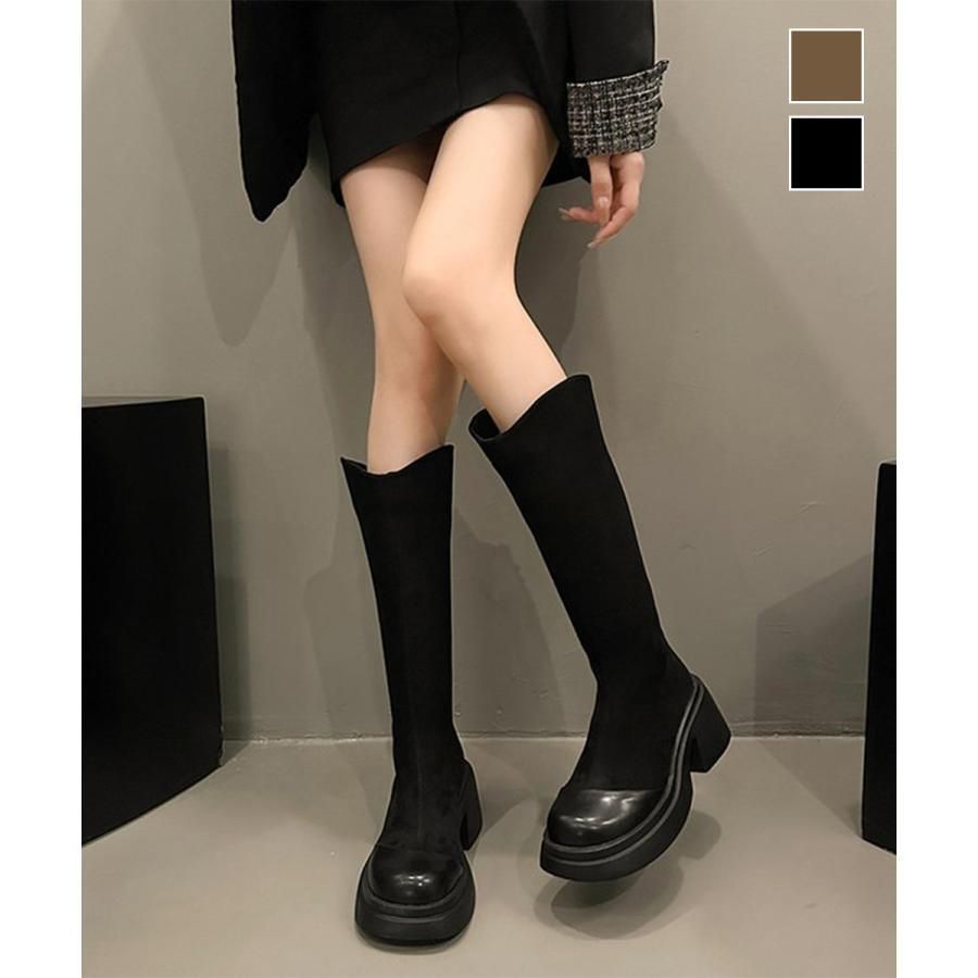 ロングブーツ レディース スエード調