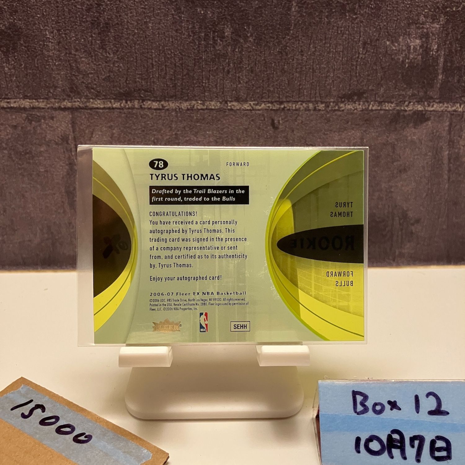 2006-07 Fleer EX Tyrus Thomas 68 78 直筆サインカード Chicago Bulls RC ルーキー Rookie カード