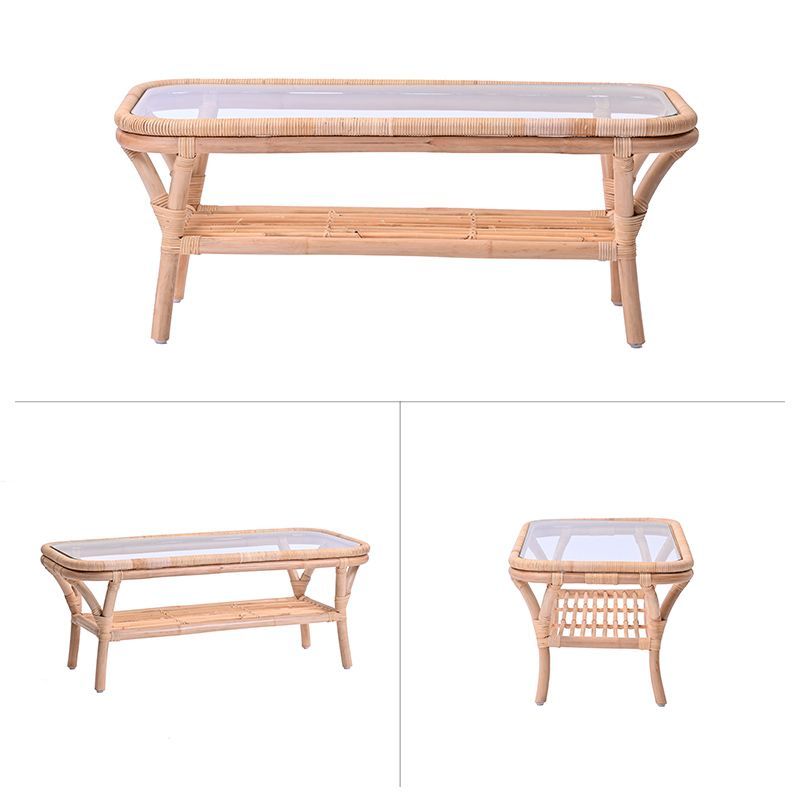 幅100cm] ラタン センターテーブル ローテーブル ガラステーブル 2704