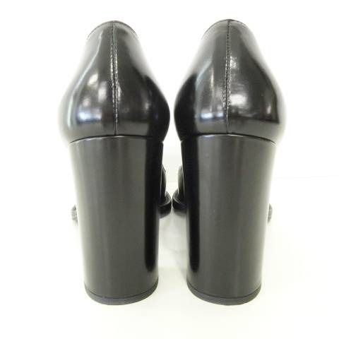 プラダ PRADA レザー パンプス アーモンドトゥ 無地 イタリア製 37 約23.5～24cm 黒 ブラック KIN-KAAI_COM