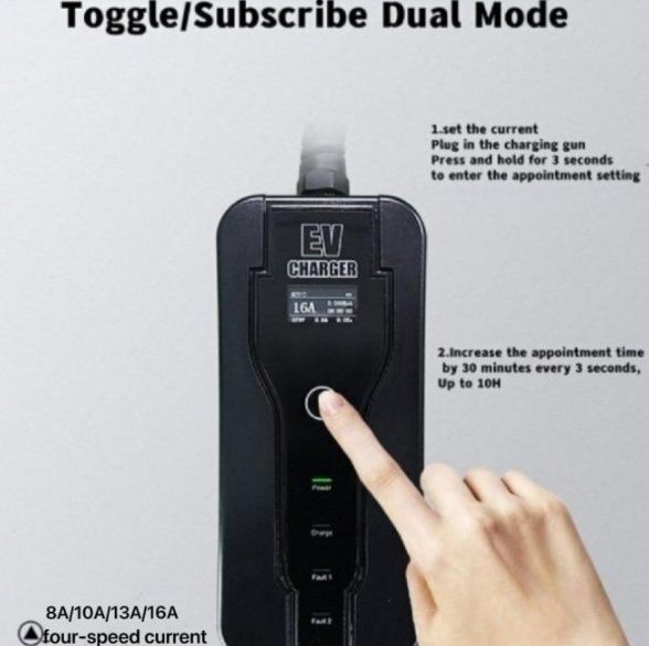 電気自動車 EV 充電器 110-240V 8A 10A 13A 16A電流調整 家庭用電動カーチャージャー 急速充電ケーブル付き White 5m 16.4ft FFCRYSTALESIA_COM