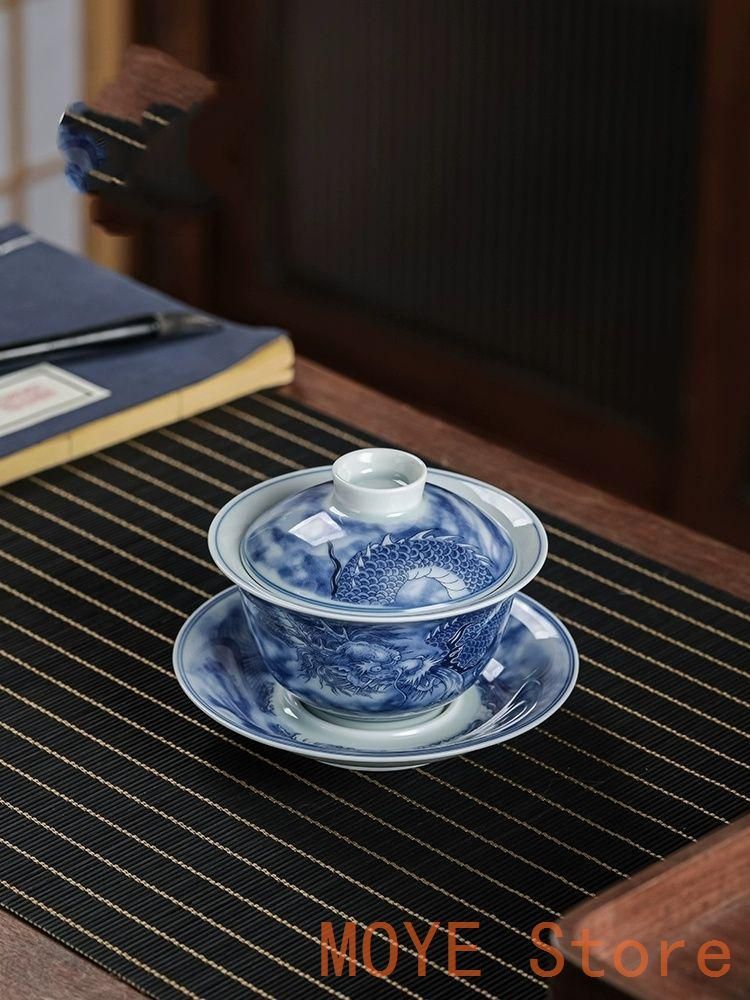 景徳鎮 青花磁器竜紋三才蓋碗 煎茶器 新品未使用 - メルカリ
