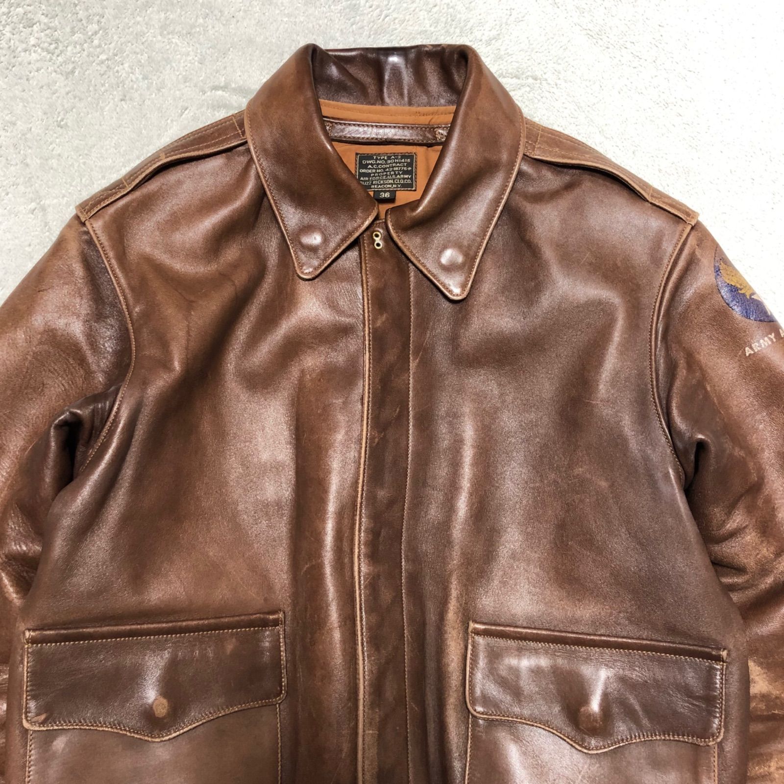 BUZZ RICKSON'S A-2 フライトジャケット 赤リブ ホースハイド イタリア