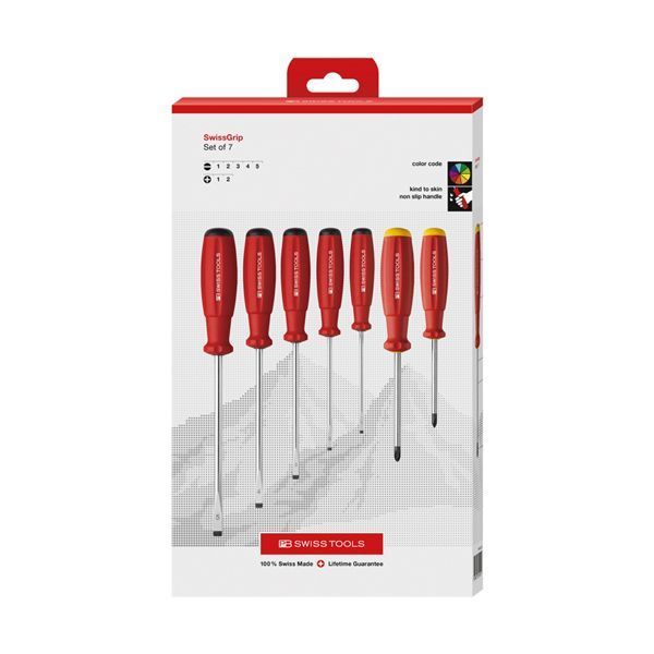 PB SWISS TOOLS ピービースイスツールズ 7本組 スイスグリップ マイナス プラスドライバーセット ペーパーボックス入 8250.CBB