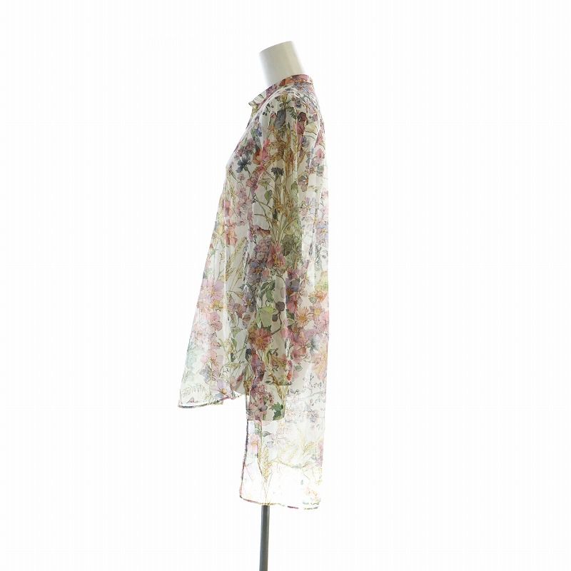 クリスチャンディオール Christian Dior Dior 4 Saisons Ete ロングブラウス シャツ 長袖 ロゴ 花柄 Bee 刺繍 36 S マルチカラー クリスチャンディオール Christian Dior Dior 4 Saisons Ete