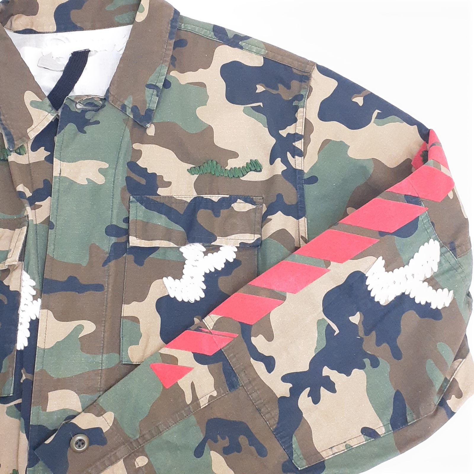 三沢店75-1-0803】OFF-WHITE ミリタリーカモフラジャケット