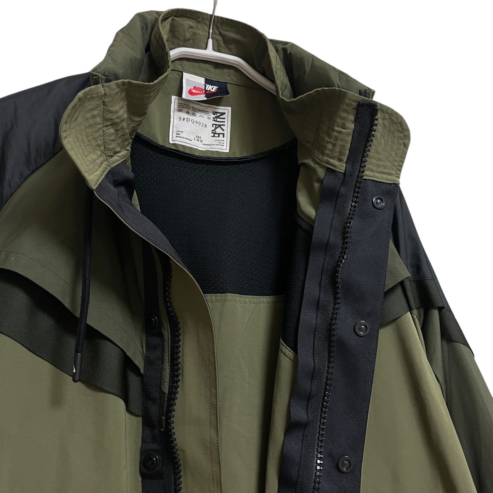 未使用 SACAI × NIKE トレンチジャケット カーキ×ブラック 2XL Sacai(サカイ) Nike x sacai トレンチジャケット アウター