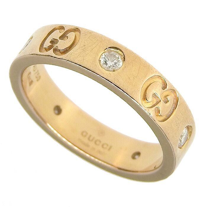 GUCCI グッチ アイコン 5P ダイヤ リング K18YG 750 イエロー
