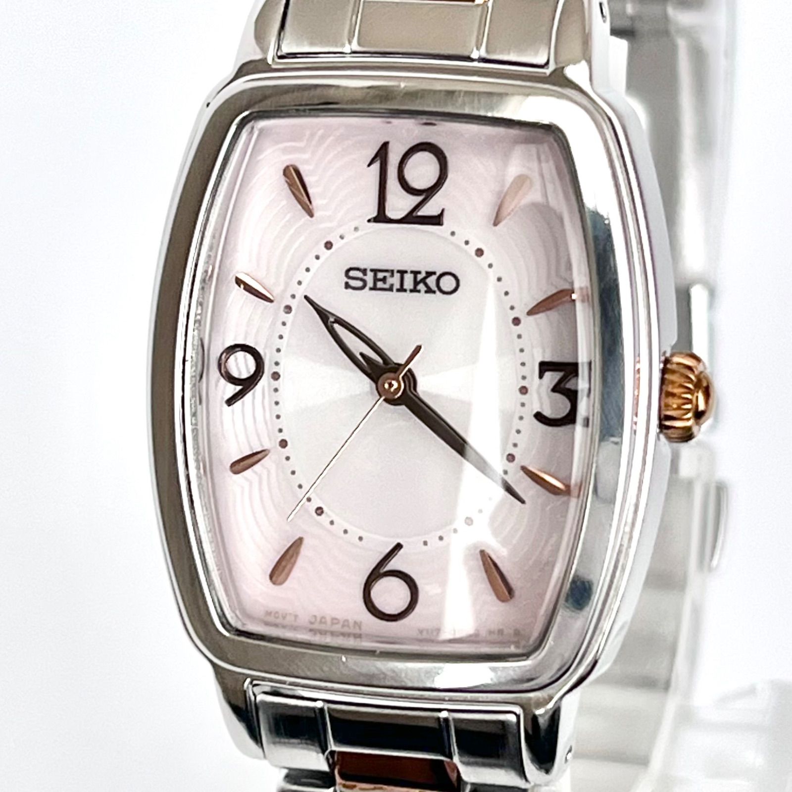 セイコー レディース 腕時計 稼働 ソーラー 磨き済み SEIKO ピンク文字盤