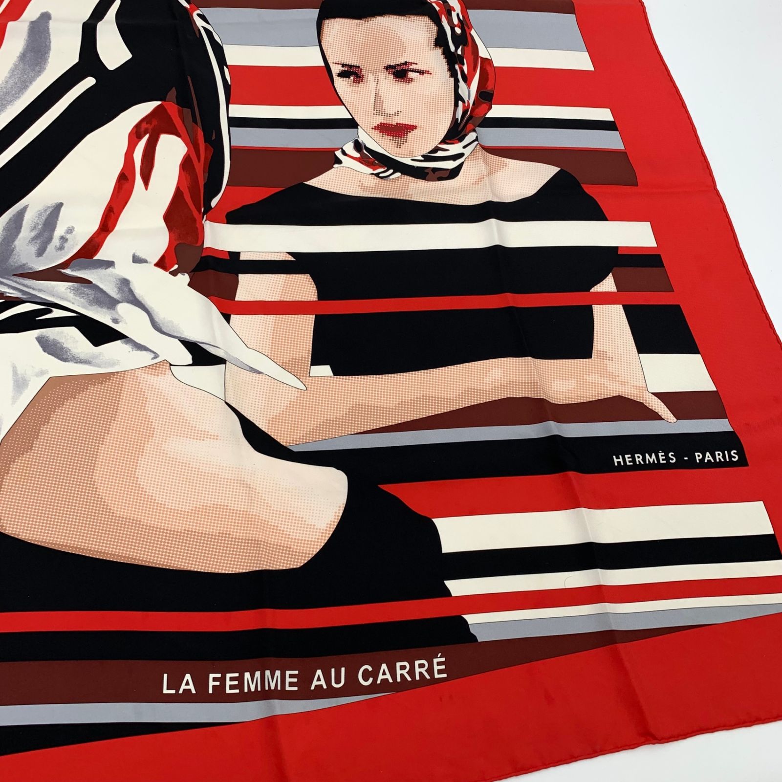 美品 HERMES エルメス カレ90 Pointe LA FEMME AU Carre ポワンテュ