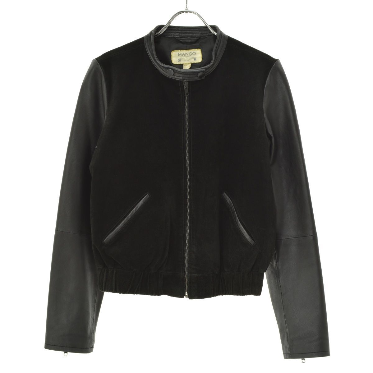 MANGO シングルライダースレザージャケット MANGO】ピッグスキンレザーシングルライダースジャケット - メルカリ