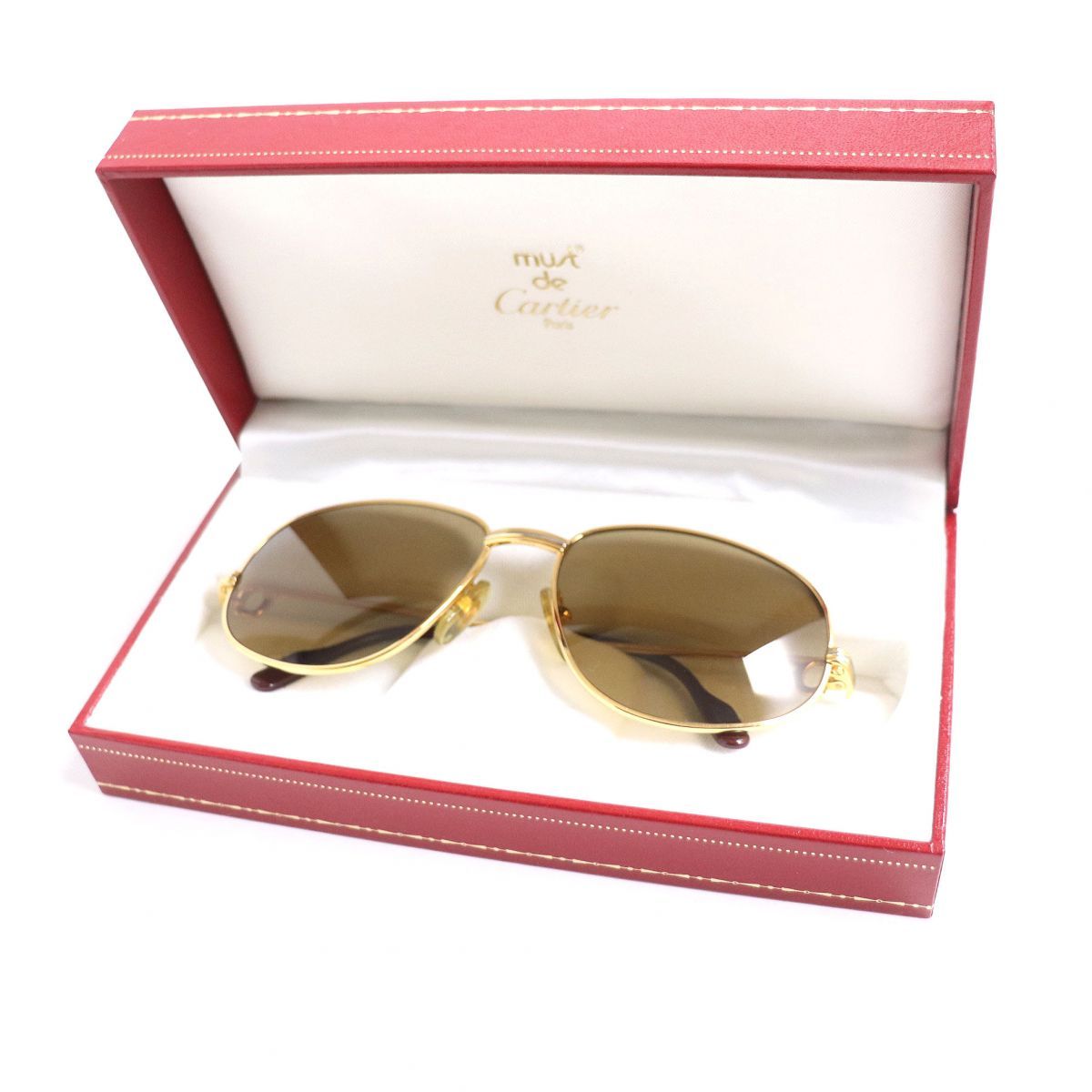 極美品▽Cartier カルティエ トリニティ ロゴ付き サングラス/アイ 