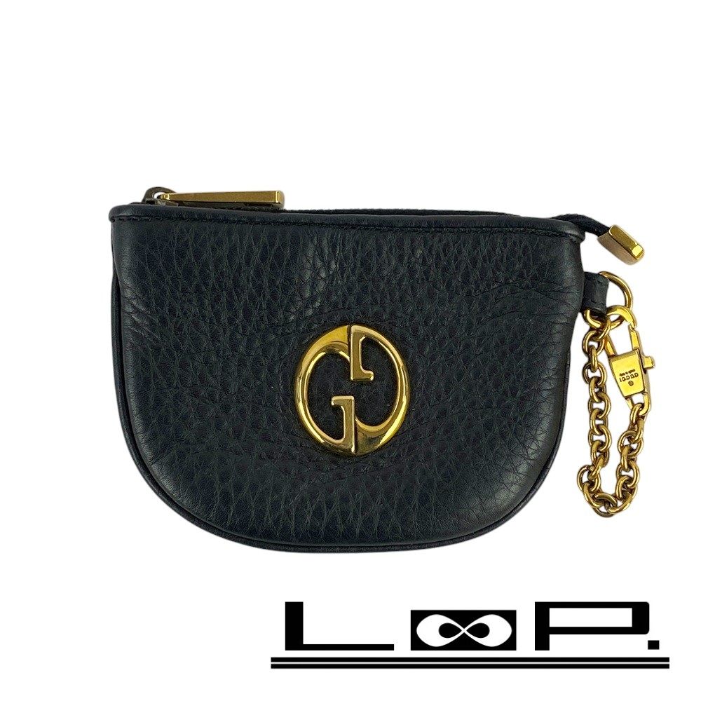 □美品□ グッチ コインケース 小銭入れ 財布 レザー GP ブラック 