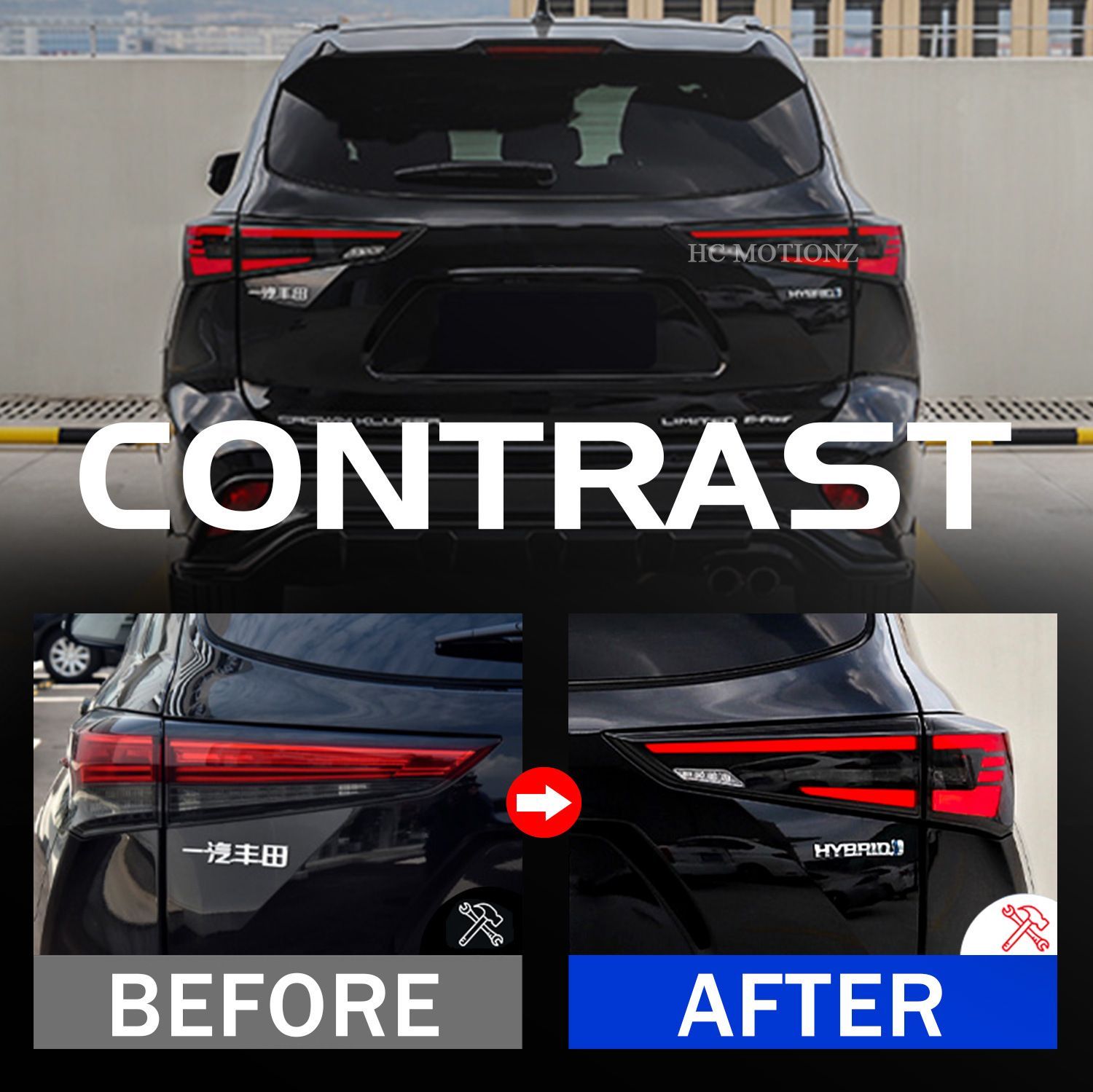 トヨタ ハイランダー 22-24年モデル 用 流れるウインカーLED尾灯ユニット改造