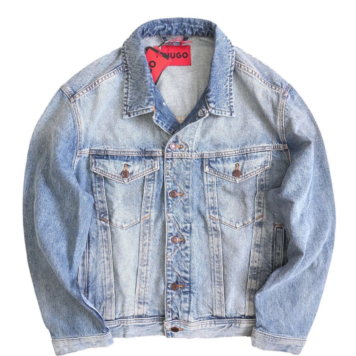 2025◆HUGO BOSS ◆ヒューゴボス ◆ウォッシュ加工 味出し デニム ジャケット ◆XLサイズ◆Gジャン ロゴパッチ アウター コートのINに
