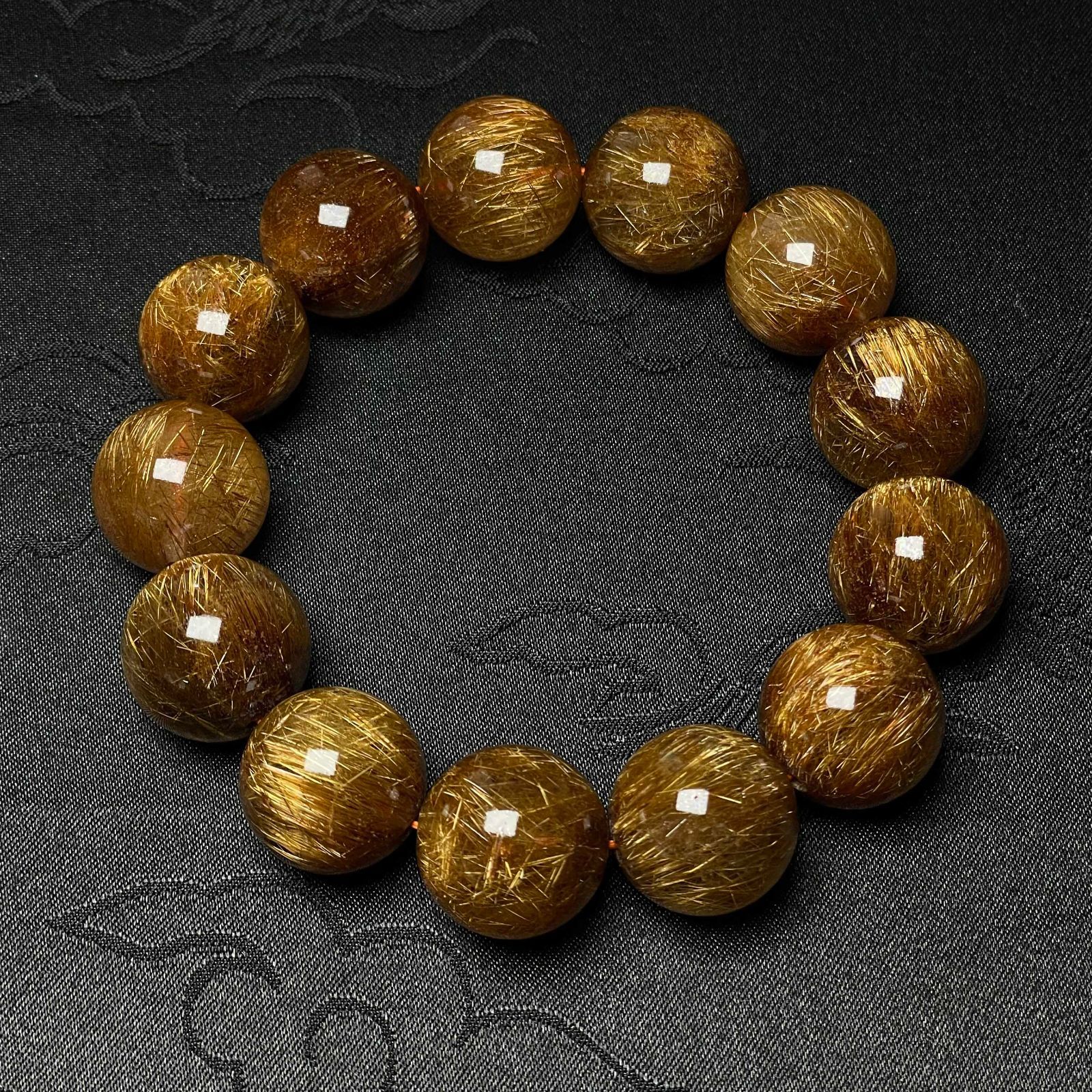 10%OFF EU製 銅髪ルチルクォーツ ブレスレット パワーストーン 天然石 金運 お守り プレゼント2 18.9-19.6mm ZZ1561